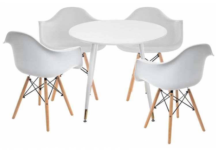 Обеденная группа Woodville Амител 579075 white, wood, стулья пластик
