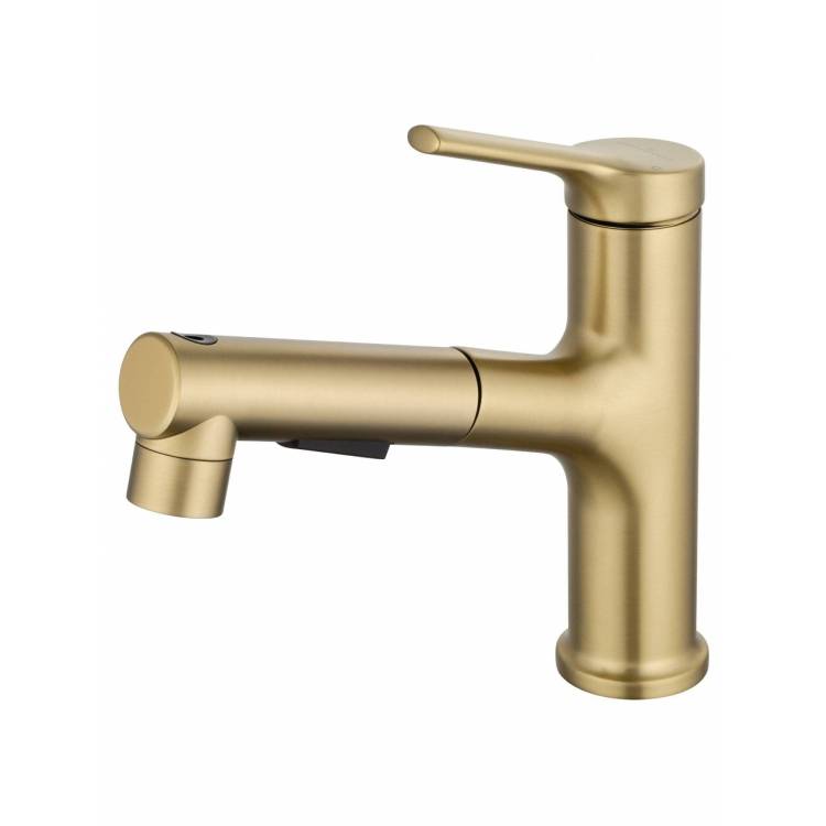 Смеситель для раковины Wonzon & Woghand WW-A40862-BG с выдвижным изливом, брашированное золото