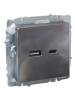 Розетка USB type A+C IEK Brite BR-U22-018-K46 сталь фото 6