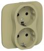 Розетка 2-местная с заземлением IEK Flite FI-R21A-16-1-K26 оливковый