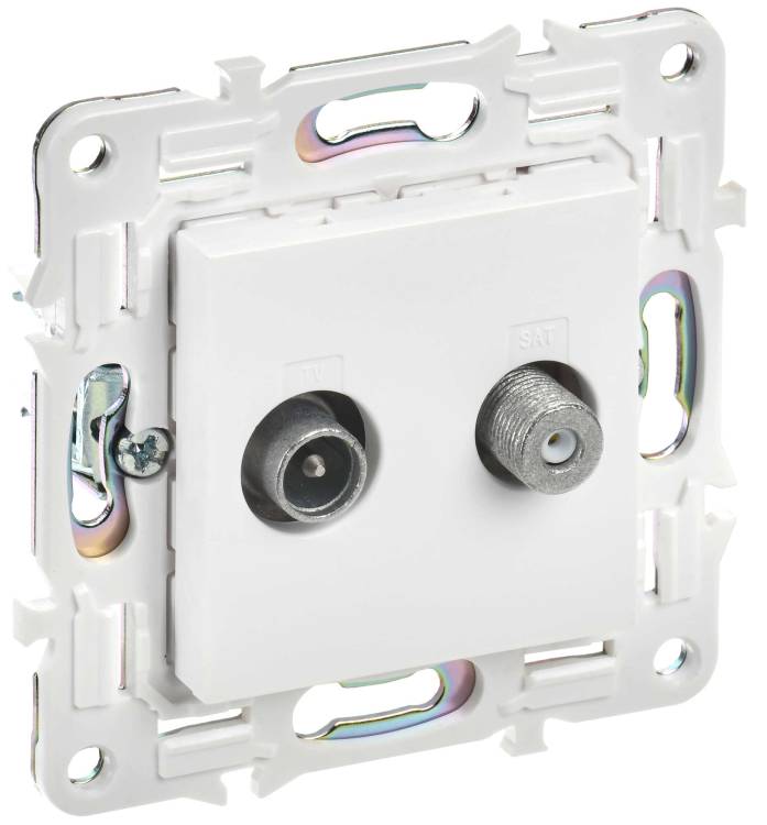 ТВ-розетка TV+SAT IEK Skandy SK-AF20-O-K01 арктический белый