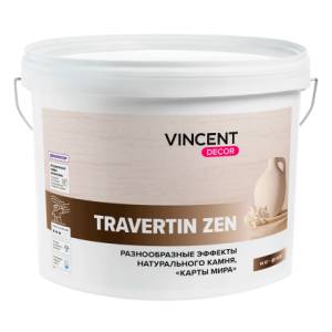 Штукатурка декоративная акриловая с эффектом натурального камня Vincent decor Travertin Zen 14 кг