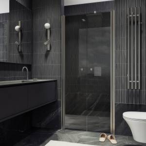 Душевая дверь в нишу MaybahGlass MGD-439-5 профиль хром матовый, стекло графит, 1980x890