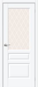 Межкомнатная дверь Bravo Неоклассик-35 полотно White Silk, стекло White Сrystal 600x2000