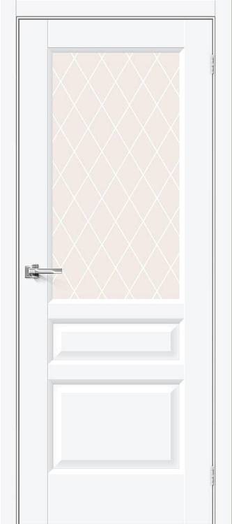 Межкомнатная дверь Bravo Неоклассик-35 полотно White Silk, стекло White Сrystal 600x2000