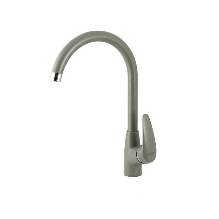 Смеситель для кухни Lemark Linara LM0405PGS с высоким поворотным изливом Серый шелк