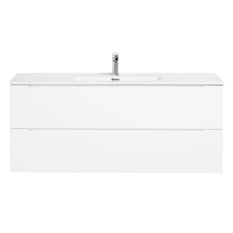 Тумба с раковиной BelBagno ETNA-1200-2C-SO-BL-P 120x45.5x50 Bianco Lucido подвесная с двумя выкатными ящиками, с доводчиками