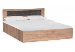 Двуспальная кровать Woodville Таика 713240 Дуб золотой/Камень темный