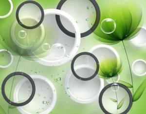 3D Фотообои Artegrafico «Салатовые цветы с объемными кольцами» GM-130 песок