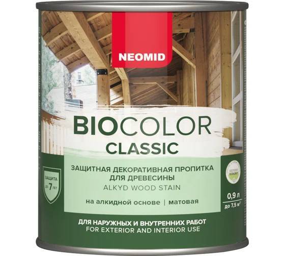Защитная декоративная пропитка на алкидной основе Neomid Bio Color Classic бесцветный 0.9 л