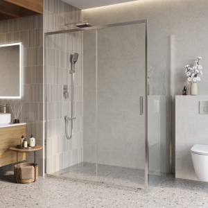 Душевой уголок Belbagno LUCE-AH-1-150/100-C-Cr профиль хром, стекло прозрачное, 150x100x195