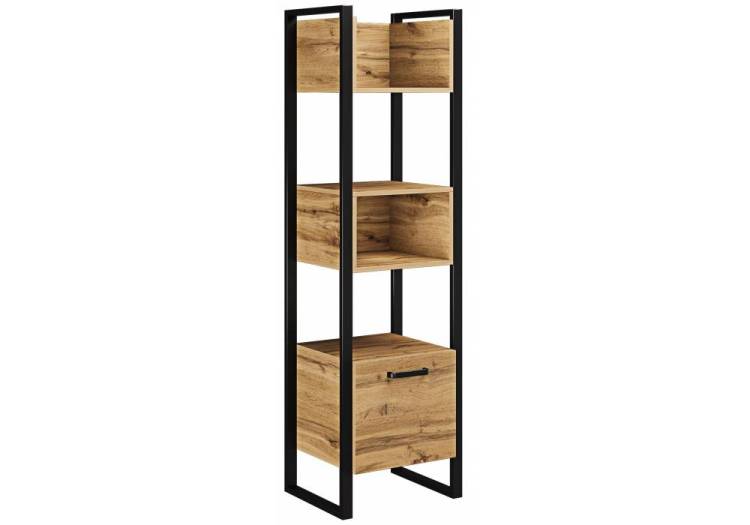 Стеллаж Woodville Iris 406522 дуб вотан, черный муар