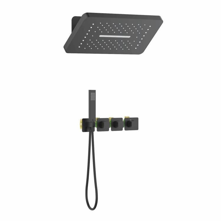 Душевая система Timo Petruma SX-5249/03SM с термостатом, черный матовый