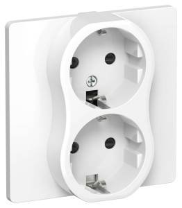 Розетка 2-местная с заземлением и шторками IEK Flite FI-R24C-16-1-K01 белый