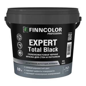 Краска укрывистая для стен и потолков Finncolor Expert Total Black глубокоматовая черная 0.9 л
