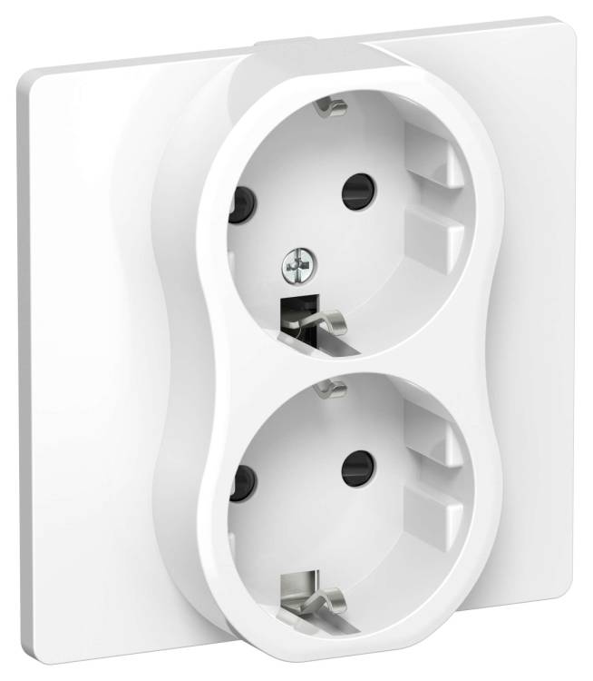Розетка 2-местная с заземлением и шторками IEK Flite FI-R24C-16-1-K01 белый