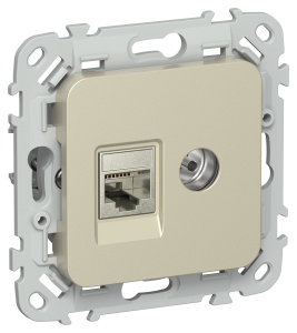 ТВ-розетка+Ethernet RJ45 IEK Flite FI-AK21-2-K37 шампань