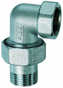 Разъемное соединение FAR угловое 1 1/4 внутренняя-наружная резьба, 90 градусов, никелированная латунь