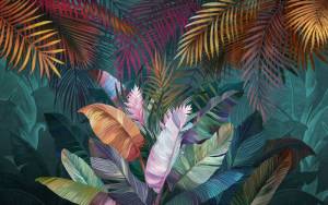 3D Фотообои Artegrafico «Яркий тропический букет» TP-010 акварель