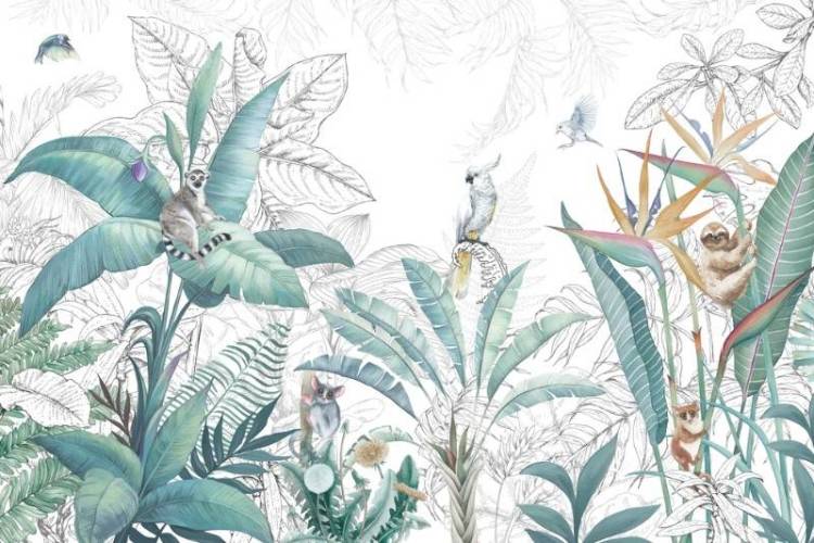 3D Фотообои Artegrafico «Утро в джунглях с ярким акцентом» FN-003 канвас