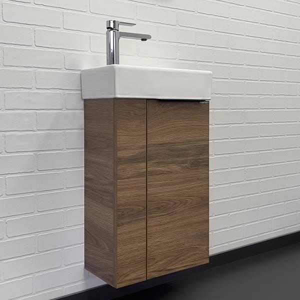 Тумба с раковиной Comforty Асти-40 00-00015420 подвесная, дуб темно-коричневый