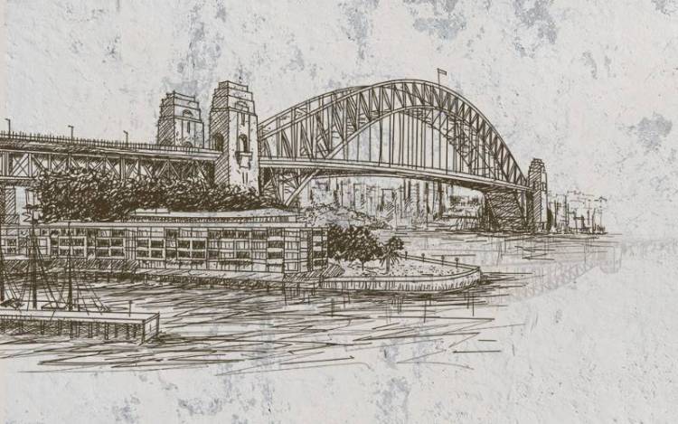 3D Фотообои Artegrafico «Эскизный мост на штукатурке» PD-051 песок