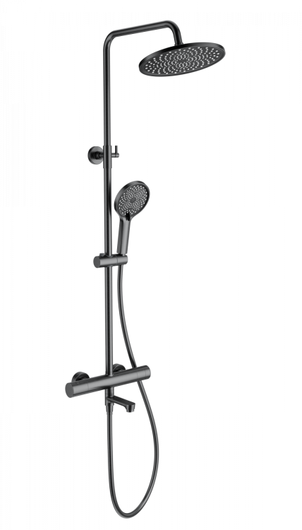 Душевая стойка Wonzon & Woghand WW-B3069-BGG с термостатом, темный графит