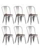 Набор из 6 стульев Stool Group Tolix YD-H440B-W YG-15 X6 серебристый матовый, темное дерево