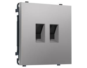 Комплект механизма компьютерной двойной розетки Ambrella Volt Sigma MS512110 сталь матовый