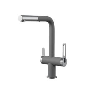 Смеситель для кухни Granula GR-8170 алюминиум, с выдвижным изливом