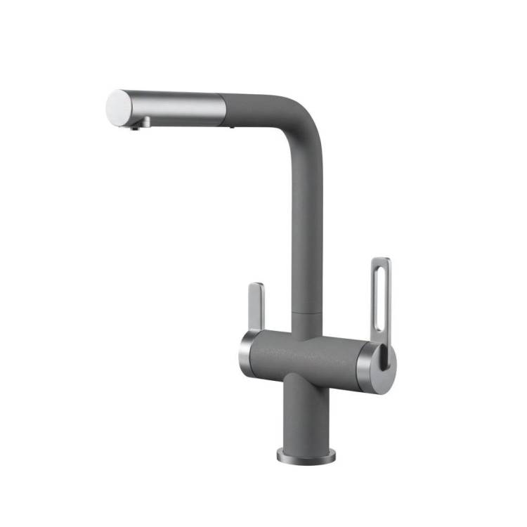 Смеситель для кухни Granula GR-8170 алюминиум, с выдвижным изливом