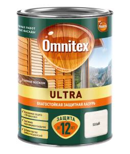 Пропитка декоративная для защиты древесины Omnitex Ultra AWB полуглянцевая белая 0.9 л