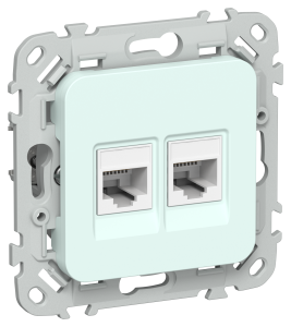 Розетка компьютерная RJ45 2-местная IEK Flite FI-K22-1-K94 холодный лед