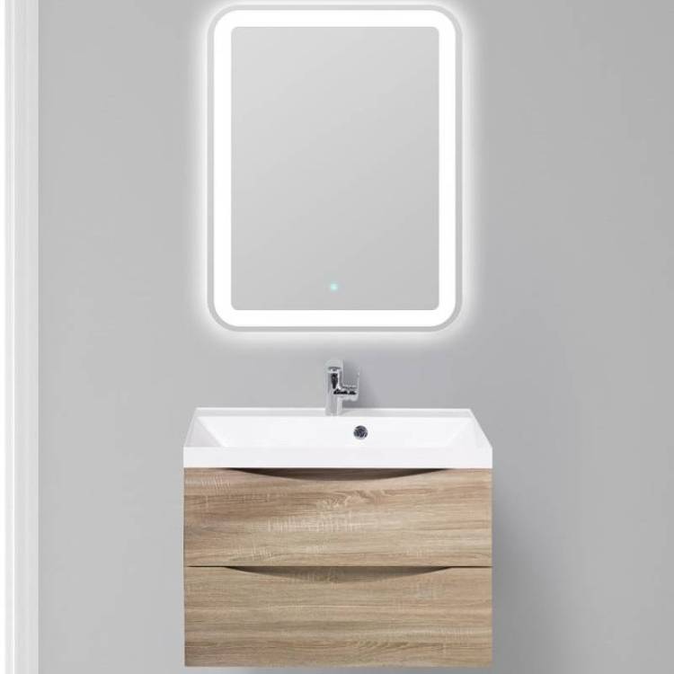 Тумба с раковиной Belbagno Marino MARINO-700-2C-SO-WO-P 70x45x50 Rovere Bianco подвесная с двумя выкатными ящиками