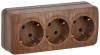 Розетка 3-местная с заземлением IEK Glory ERH31-K24-16 дуб
