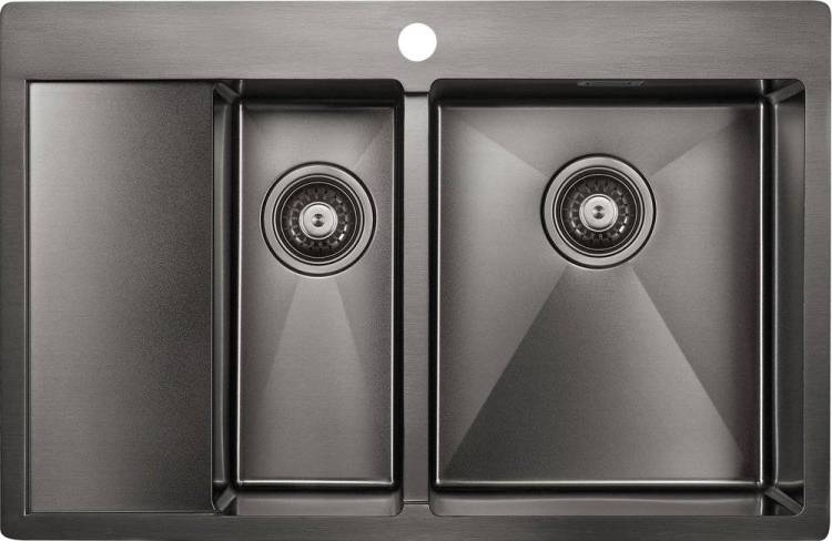 Мойка кухонная Paulmark Union PM537851-GMR вороненая сталь R