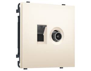 Комплект механизма компьютерной розетки+TV оконечной Ambrella Volt Sigma MS252510 жемчужно-кремовый