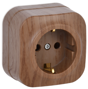 Розетка 1-местная с заземлением IEK Glory ERH11-K24-16 дуб