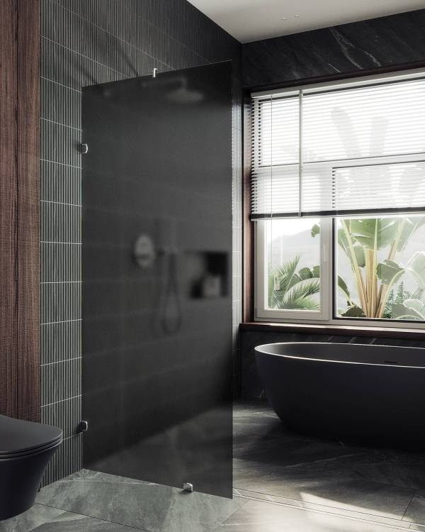 Душевая перегородка MaybahGlass MGD-271-4 79x195, стекло графит матовый 8 мм, профиль хром глянцевый