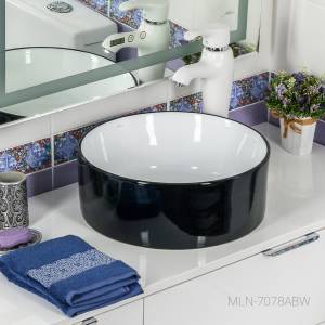 Раковина Melana 7078ABW-805 MLN-7078ABW черно-белая 410x410x150мм