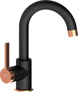 Смеситель для раковины GPD Gildo MTL165-S-R черный розовое золото