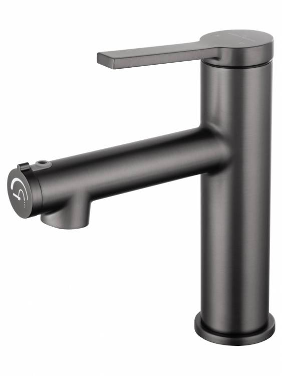 Смеситель для раковины Wonzon & Woghand WW-H1017-BGG с функцией полоскания, темный графит