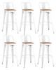 Набор из 6 барных стульев Stool Group Tolix YD-H765E-W LG-02 X6 белый глянцевый, светлое дерево, со спинкой