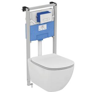 Унитаз с инсталляцией Ideal Standard Prosys Oleas™ Tesi с пневматической панелью смыва, Euro White (Евробелый)