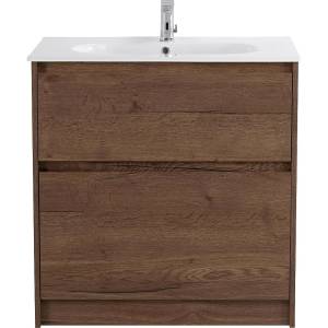 Тумба с раковиной BelBagno KRAFT-1000-2C-PIA-RT 100x46x83 Rovere Tabacco напольная с фрезерованными ручками по всей длине фасада с двумя выкатными ящиками