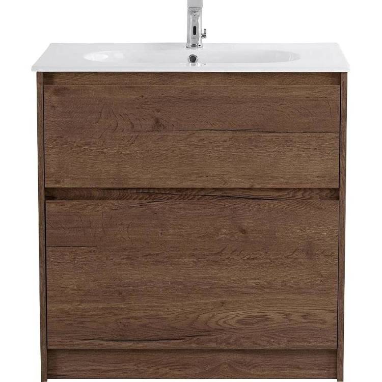 Тумба с раковиной BelBagno KRAFT-1000-2C-PIA-RT 100x46x83 Rovere Tabacco напольная с фрезерованными ручками по всей длине фасада с двумя выкатными ящиками