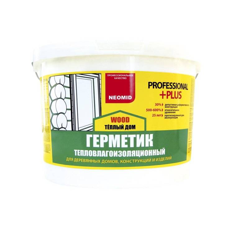 NEOMID PROFESSIONAL WOOD PLUS герметик тепловлагоизоляционный для дерева, сосна (15кг)