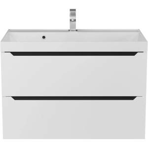 Тумба с раковиной Uperwood Tanos 29111020231 подвесная, матовая, белая, графит, 80 см