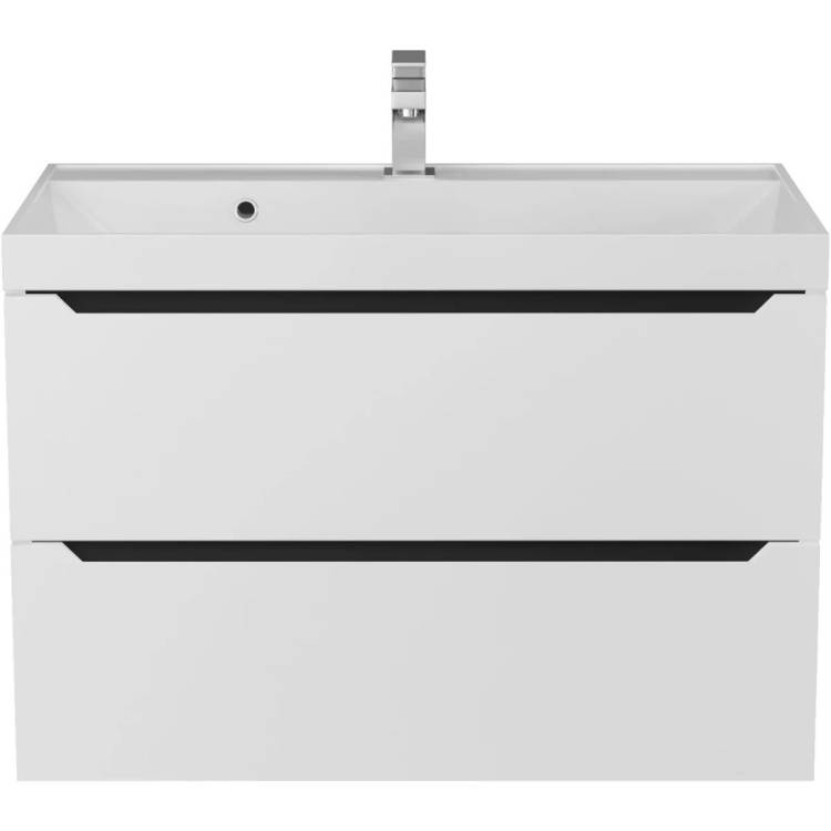 Тумба с раковиной Uperwood Tanos 29111020231 подвесная, матовая, белая, графит, 80 см