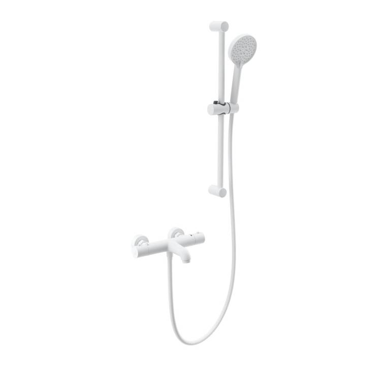 Смеситель для ванны Wonzon & Woghand WW-C2006-A-MW термостатический, с душевым гарнитуром, белый матовый